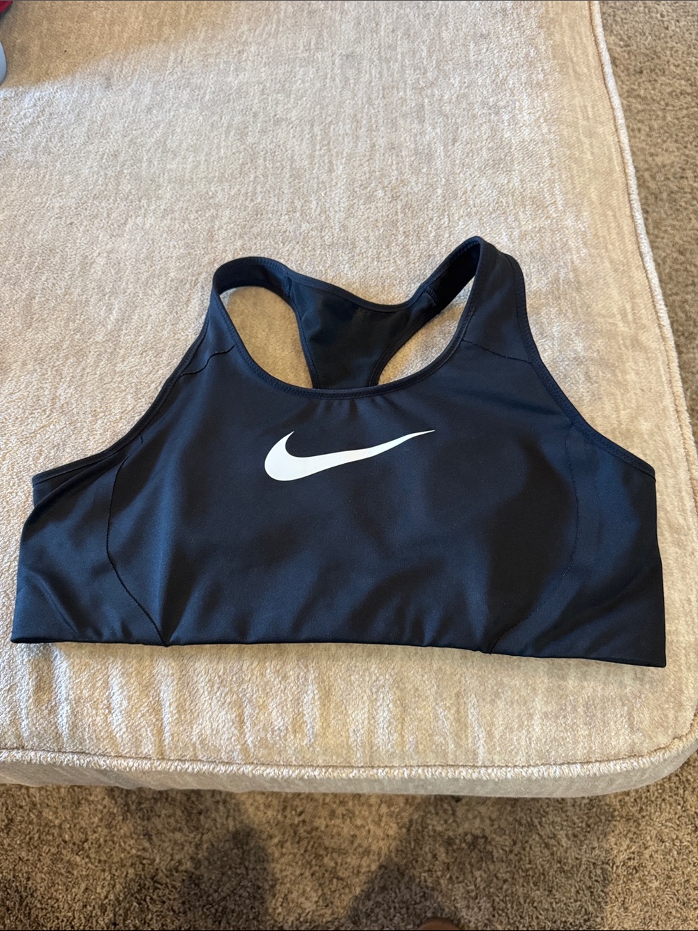 Nike Black Sports Bra with White Swoosh - Racerback Support